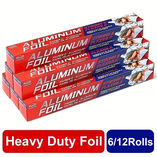 Heavy Duty Aluminum Foil Roll 12 Inch Wide 30 Sq Ft for Restaurant Food Packaging Grilling Cooking