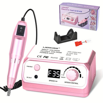 Nail Drill Kit 35000 RPM with 100 Sanding Bands Multiple Drill Bits Electric Nail File for Acrylic Gel Nails Manicure Pedicure Salon Home Use Purple Pink Black