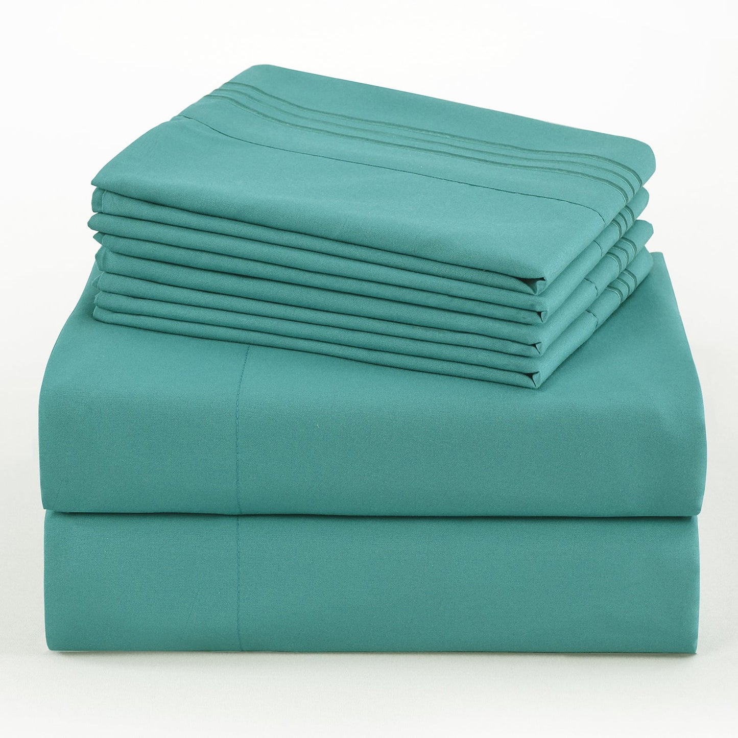 Bed Sheet Set 100 GSM Microfiber in 4- or 6-Piece Configuration with Four Sizes and Twelve Solid Colors