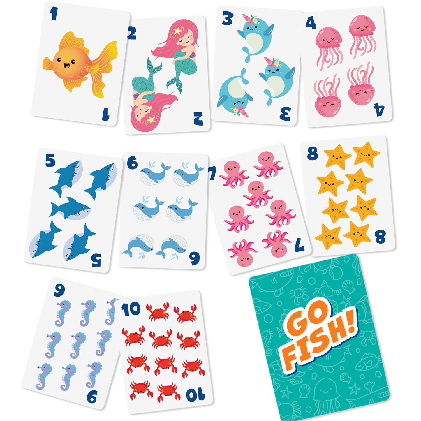 Kids Card Game Bundle with Go Fish and Old Maid Decks, Optional Memory Match Third Deck, Ages 4 Plus in English
