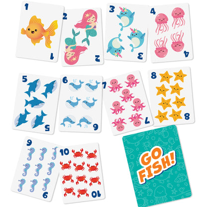 Kids Card Game Bundle with Go Fish and Old Maid Decks, Optional Memory Match Third Deck, Ages 4 Plus in English