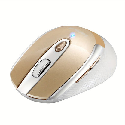 Six-Button 2.4 GHz Wireless Mouse with USB Receiver, Three DPI Levels and Blue or Gold Finish