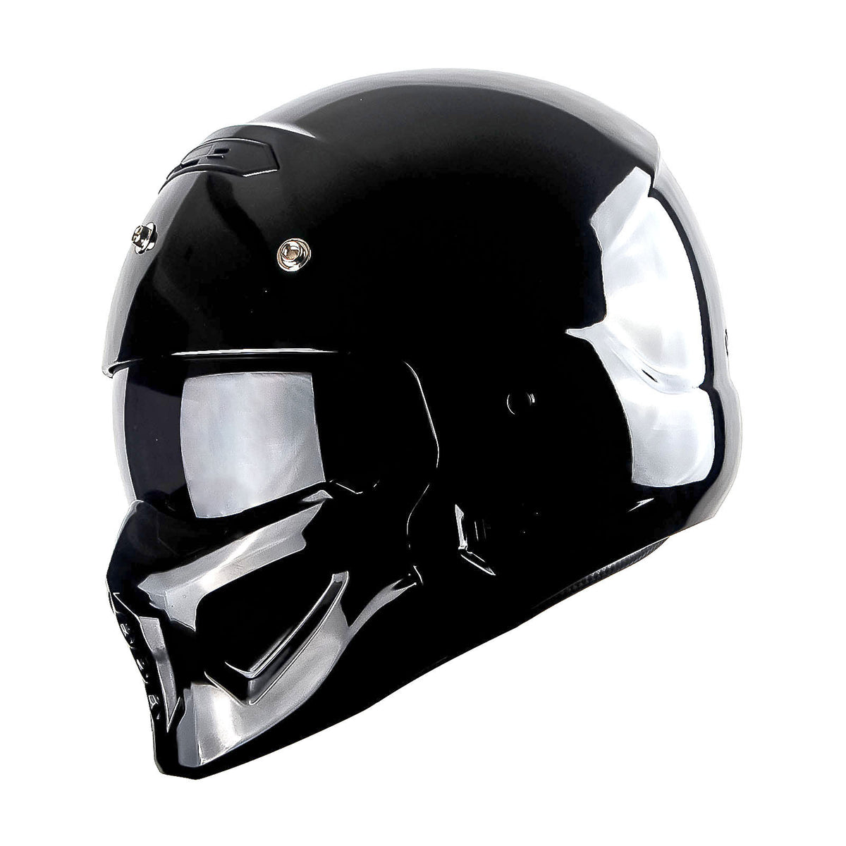 Motorcycle Helmet Convertible Full/Open-Face Shell with Detachable Mask, Smoked Shield, S-XL Sizes and Multiple Styles