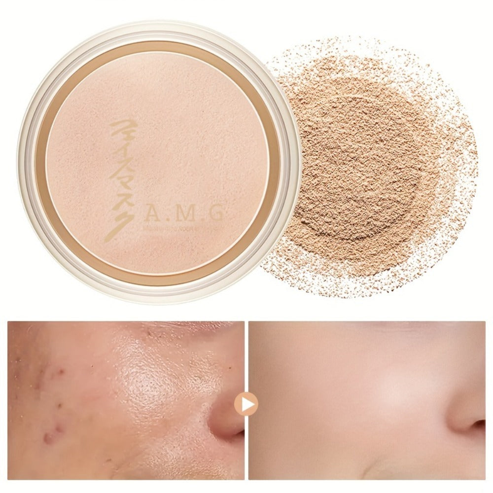 Oil Control Setting Powder Kit with Concealer Puff & Brush — Wet & Dry Dual Formula, Water-Resistant extended-wear Matte Finish Face
