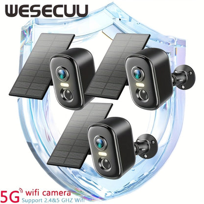 Black Dual-Band Solar WiFi Security Camera with Separate Panel and One- to Four-Camera Pack Options