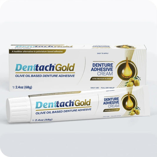 Denture Adhesive Cream Zinc-Free Olive Oil Formula – All Day Strong Hold for Full & Partial Dentures Petroleum-Free Non-Toxic Denture Glue 2.4 oz Secure Comfortable Fit for Seniors Daily Use