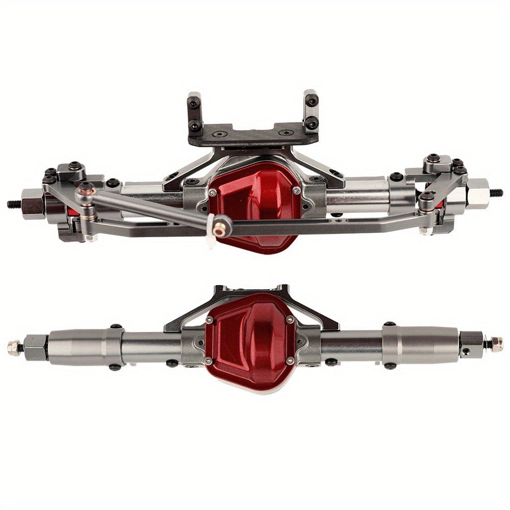 Front and Rear Metal Axle Upgrade Set for 1/10 RC Crawlers in Black or Gray with 8.43-Inch Overall Width