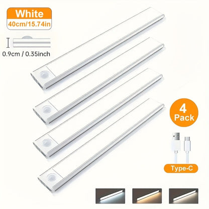 LED Motion Sensor Light USB-C Rechargeable 3 Color Temperatures Stepless Dimming Wireless Magnetic Under Cabinet Closet Night Light 1 2 4 Pack 20cm 30cm 40cm 50cm