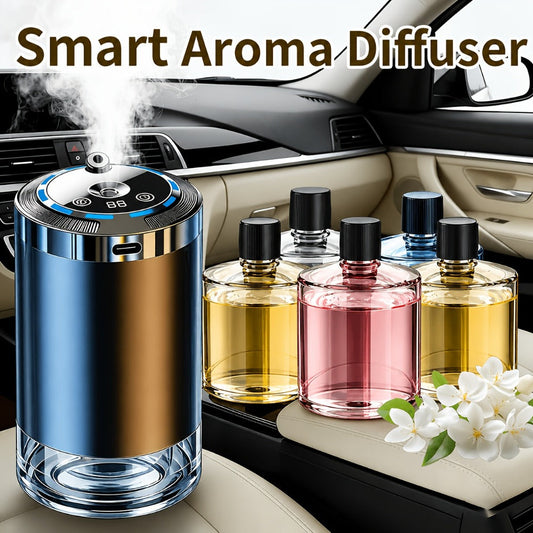 Car Aroma Diffuser Set with 3 Essential Oil Bottles – Odor Eliminator for Auto Interior, Perfect Gift for Women & Office Workers