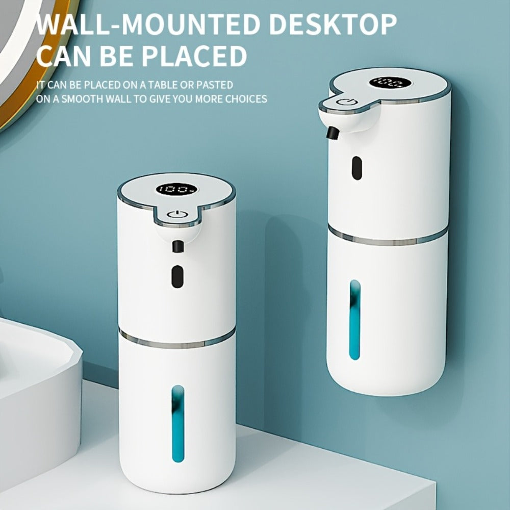 Rechargeable Touchless Foam Soap Dispenser with Six-Level Display, Countertop or Wall Mount in Black or White