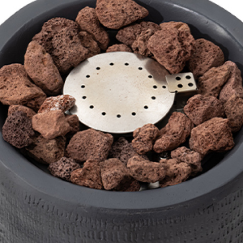 Propane Fire Pit Portable 11 Inch Outdoor 15000 BTU Self-Lighting Heavy Duty Metal Concrete All-Weather Round Patio Heater with Rain Cover for Backyard Camping Pool Party