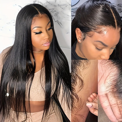 6x4.5 HD Lace Straight Human Hair Wig in Natural Black with Seven Lengths from 22 to 36 Inches