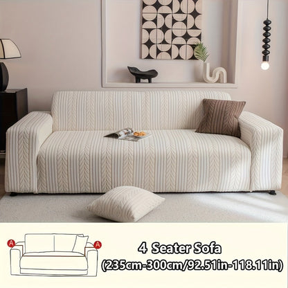 Sofa Cover Stretchy Washable Slipcover for 1 2 3 4 Seater Couch, Zigzag Textured Fabric, Scratch Slip Resistant Furniture Protector, Cream White Light Grey Dark Gray Coffee Brown