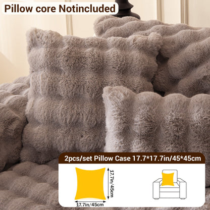 Sofa Cover Bubble Faux Rabbit Fur Panels with Silicone Non-Slip Backing for Seat, Armrest or Backrest
