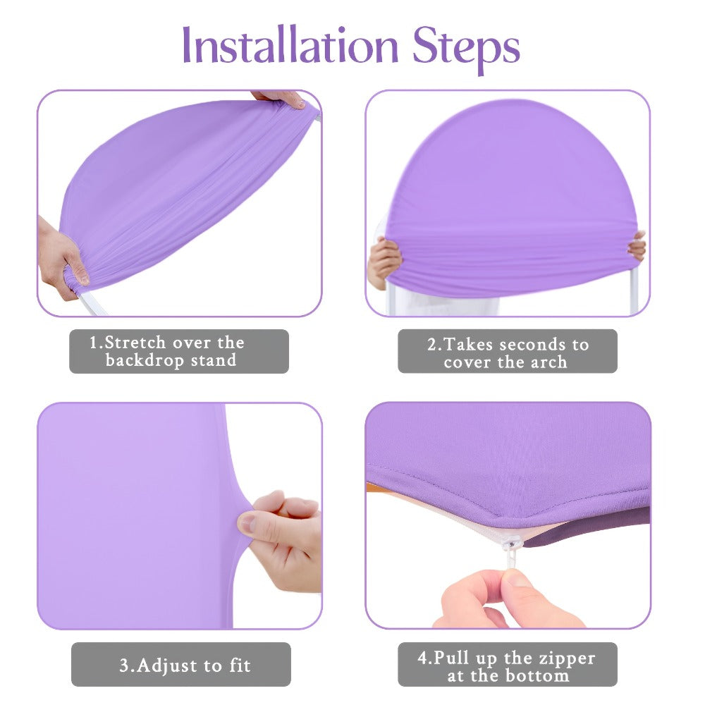 Wedding Arch Cover for 6 ft Round-Top Frames, Polyester Fitted Backdrop in Nine Checkout Colors