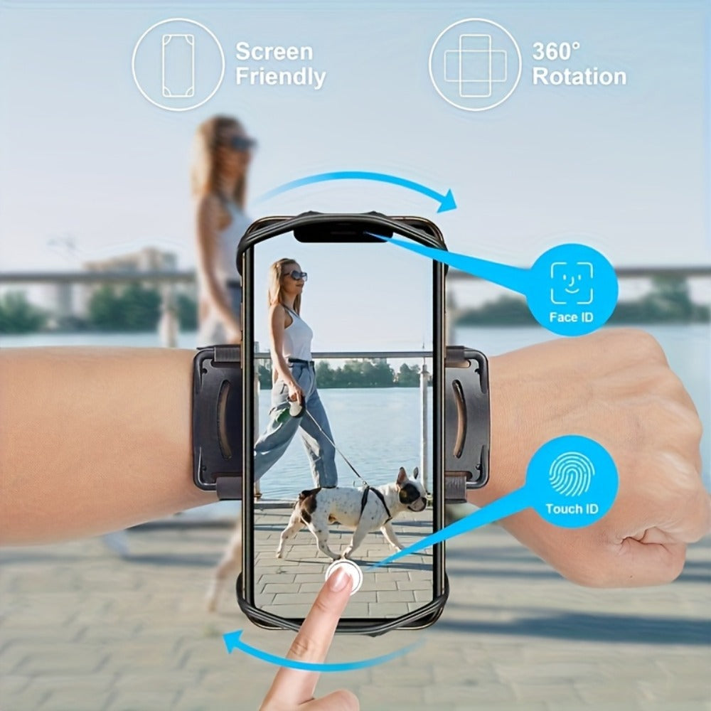 Rotating Phone Armband and Wrist Holder for 4.5- to 7-Inch Smartphones with Adjustable Elastic Strap