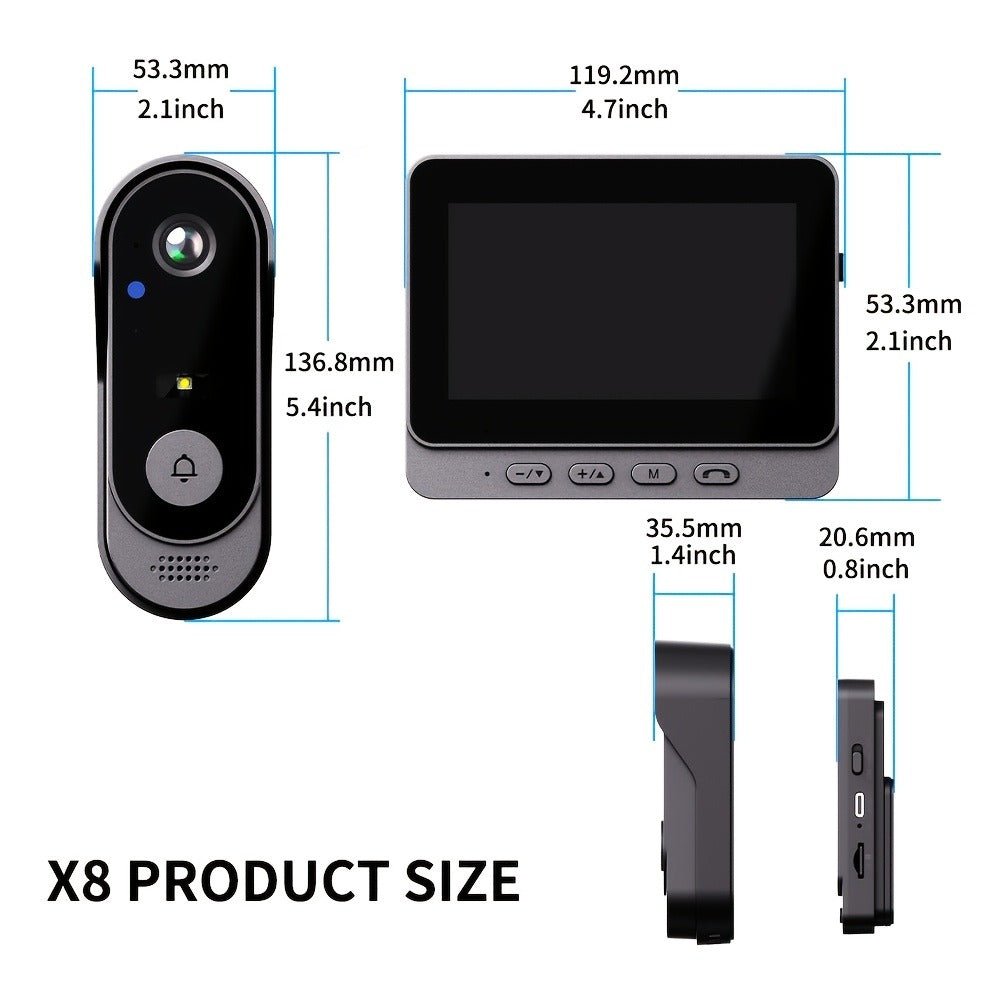 Video Doorbell with Indoor Monitor, Two-Way Communication, Night View and Wall-Mount Hardware in One Selection