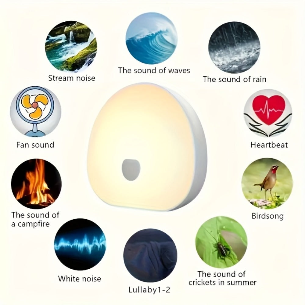 White Noise Machine with RGB Smart Light – Portable USB Rechargeable Sleep Aid, 1200mAh Battery, Touch Control, 16 Colors, Timer | Baby, Adults, Home & Office