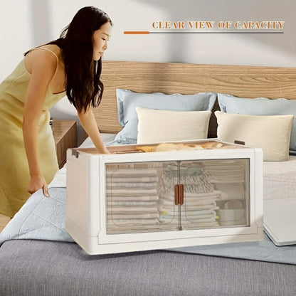 50 cm Wide Folding Storage Cabinet with Wheels and Lids in One to Six-Tier Stackable Options