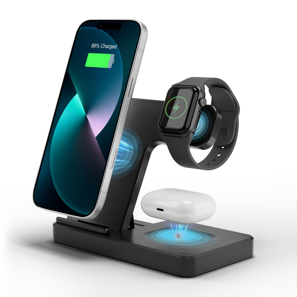 Wireless Charging Station, MagSafe-Compatible 3-in-1 15W Stand in Sky Blue, White, Pink or Black