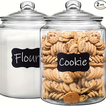 Two-Piece Round Glass Pantry Jar Set with Flip-Top Lids for Cookies, Candy and Pasta Storage