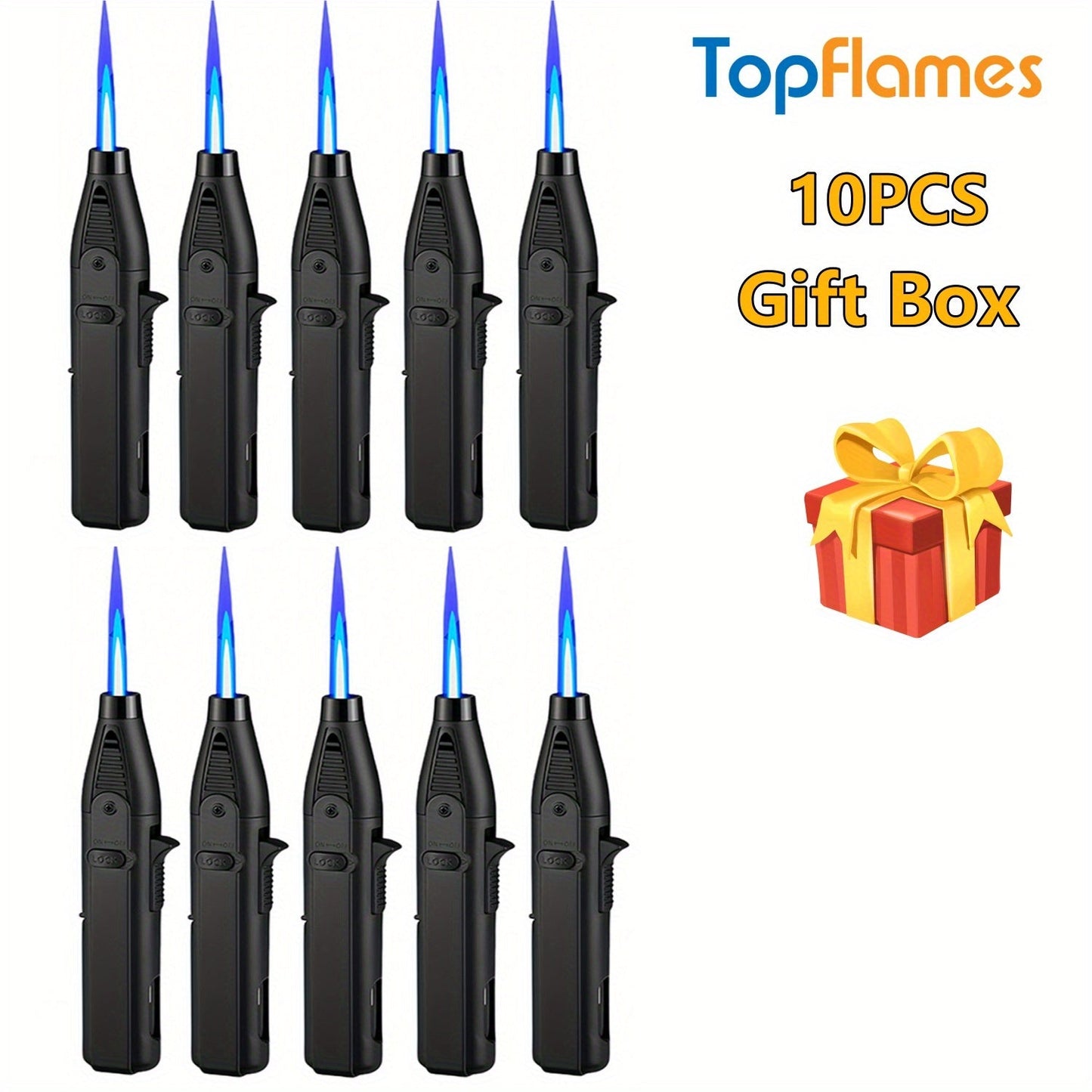 Long-Reach Torch Lighter Multipack with 10 or 15 Extended Igniters in Five Coordinated Body Colors