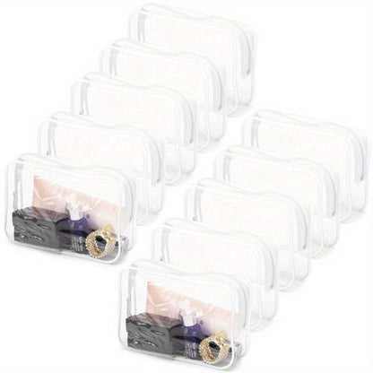 Clear PVC Makeup Bag Set 10 Pcs Transparent Waterproof Cosmetic Bags Reinforced Zipper TSA Approved Travel Toiletry Organizer See-Through Beauty Pouch Black