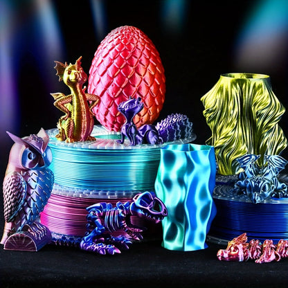 Dual Color Silk PLA Plus Filament 1.75mm 1kg – Shiny Gradient Texture High Toughness Low Shrinkage ±0.02mm 3D Printing Filament 2.2lb | Smooth Surface PLA+ for FDM 3D Printers Decorative Prints Gifts