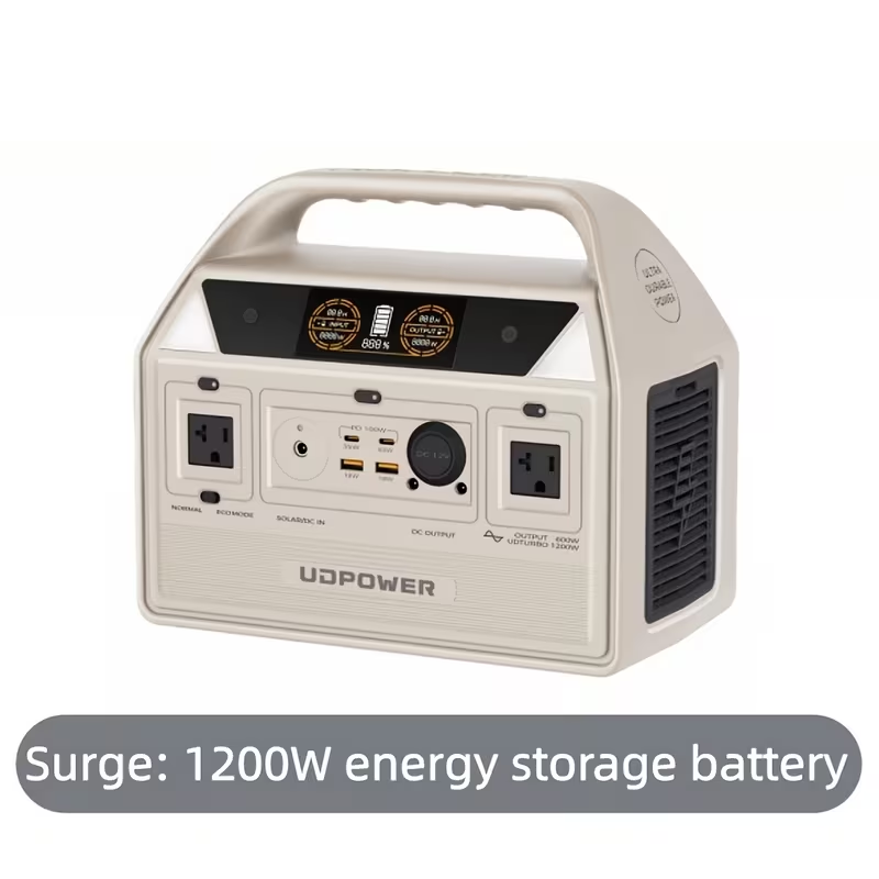 Portable Power Station 595Wh 600W with LiFePO4 Cell Pack, Nine Outputs, USB-C PD and 1200W Surge