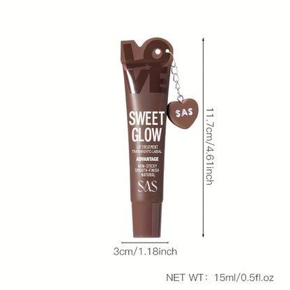 SAS Heart-Pendant Lip Gloss with 15ml Net Content, Squeeze-Tube Format and Six Numbered Shades