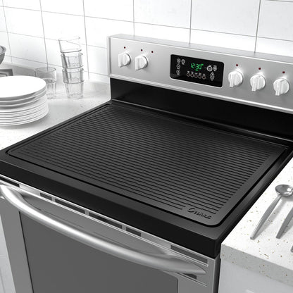 Kitchen Mat, 30x21-Inch Silicone Stove Cover and Counter Drying Pad in Gray or Black with Striped Surface