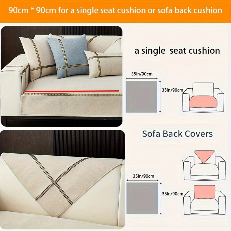 Sofa Cover 350 GSM Chenille Knit Panels for Single Seat, Armrest and 2, 3 or 4-Seater Sofa Sections