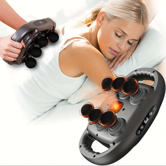 Tapping Massage Gun with 6 Interchangeable Heads – USB Rechargeable Handheld Deep Tissue Vibration Massager for Back, Neck, Shoulders, Legs & Full Body Muscle Relaxation, Professional Home Massager