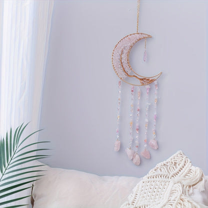 Dreamcatcher Moon Suncatcher Wall Hanging – Handmade Boho Wind Chime Pendant for Indoor Outdoor Garden, Courtyard & Party Decor – Christmas & Birthday Gift
