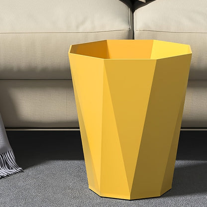 Trash Can 2 Pack Nordic Octagonal Wastebasket - Small Open Top Geometric Plastic Waste Bin with Brushed Finish for Bathroom, Bedroom, Kitchen, Home Office, Modern Scandinavian Decor Trash Bin Set