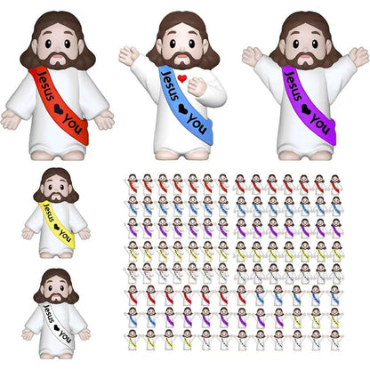 Party Decorations 160-Piece Religious Mini Figure and Banner Set with Mixed Colors and Random Patterns