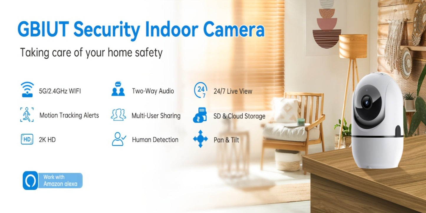 Security Camera 4MP Indoor Model with Dual-Band WiFi, 360 Pan-Tilt, Color Night Vision and Two-Way Audio