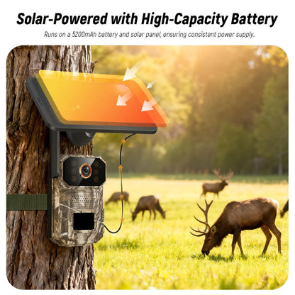 Solar Cellular Trail Camera 1920P No WiFi – 4G LTE Wildlife & Property Monitoring, PIR Motion Sensor, Infrared Night Vision, Two-Way Voice, IP65 Waterproof, Remote Access & 2-Year Replacement Warranty