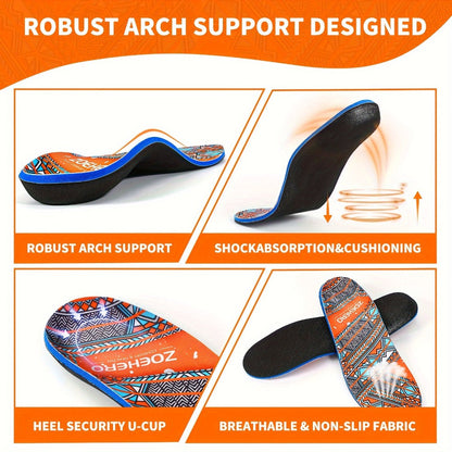 ZOEHERO Geometric Arch-Support Insoles with Deep Heel Cup and Ten Men's and Women's Size Options