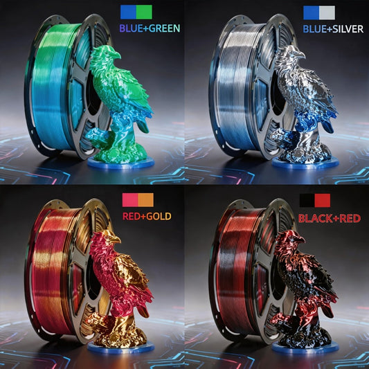Dual Color PLA Filament 1.75mm 250g Vacuum Packed – Neatly Wound High Precision ±0.02mm Smooth Printing Two-Tone Gradient 3D Printer Filament | Dual Color PLA Spool for FDM 3D Printers Hobby Makers