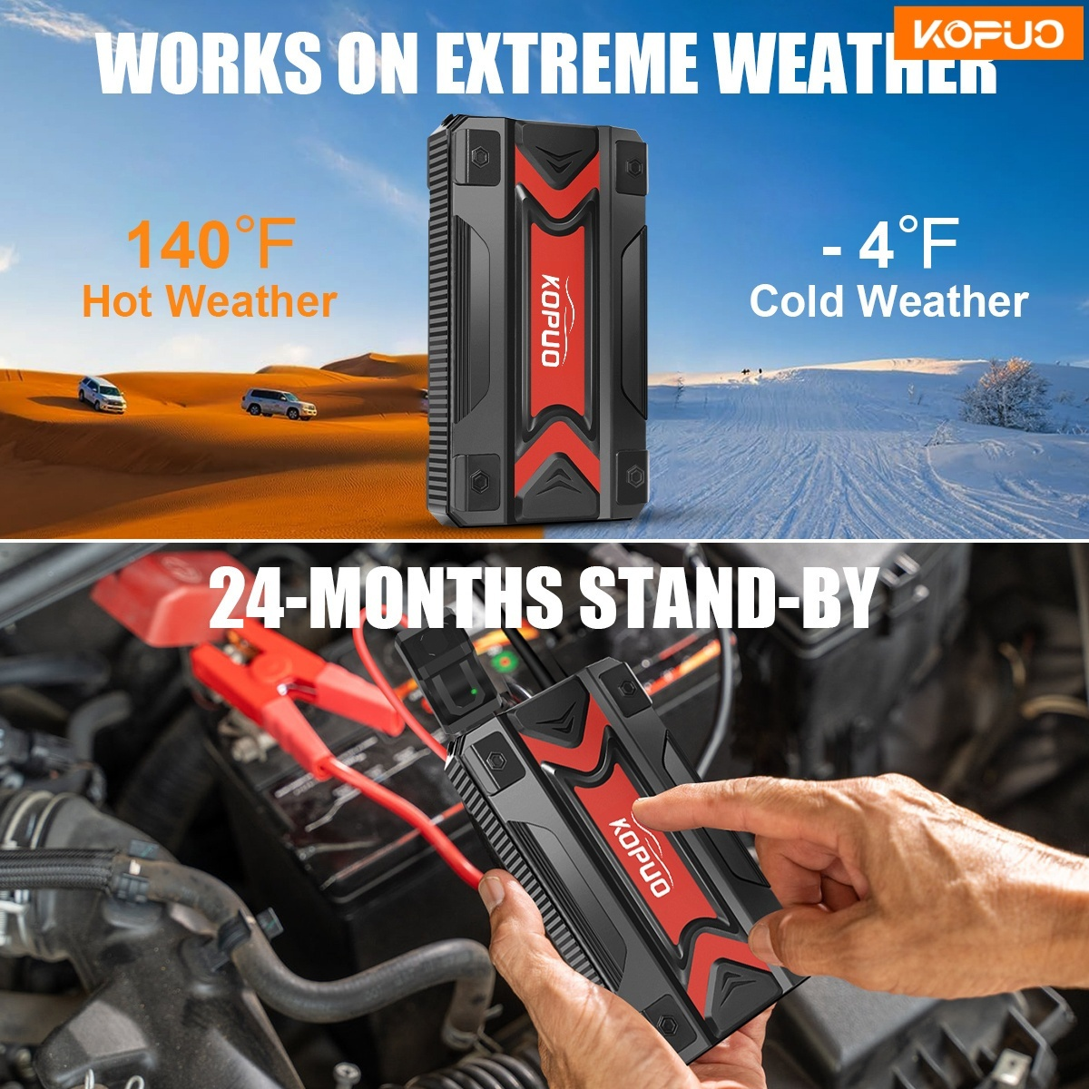 Car Jump Starter Power Bank 3-in-1 12V Battery Booster Charger LED Flashlight SOS for Cars Motorcycles SUVs Compact Emergency Starter Dead Battery in Seconds