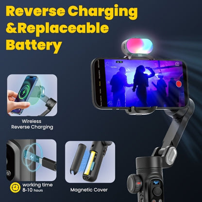 AOCHUAN Smart X Pro Combo 3-Axis Smartphone Gimbal Stabilizer | RGB Fill Light, Extension Rod, OLED Display & Wireless Charging for iPhone 15 14 13 Pro Max, YouTube Vlogging & Live Streaming