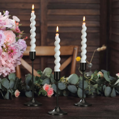 Candle Holder Set 30-Piece Metal Taper Stands in Three Heights with Gold, Silver or Black Finish Options