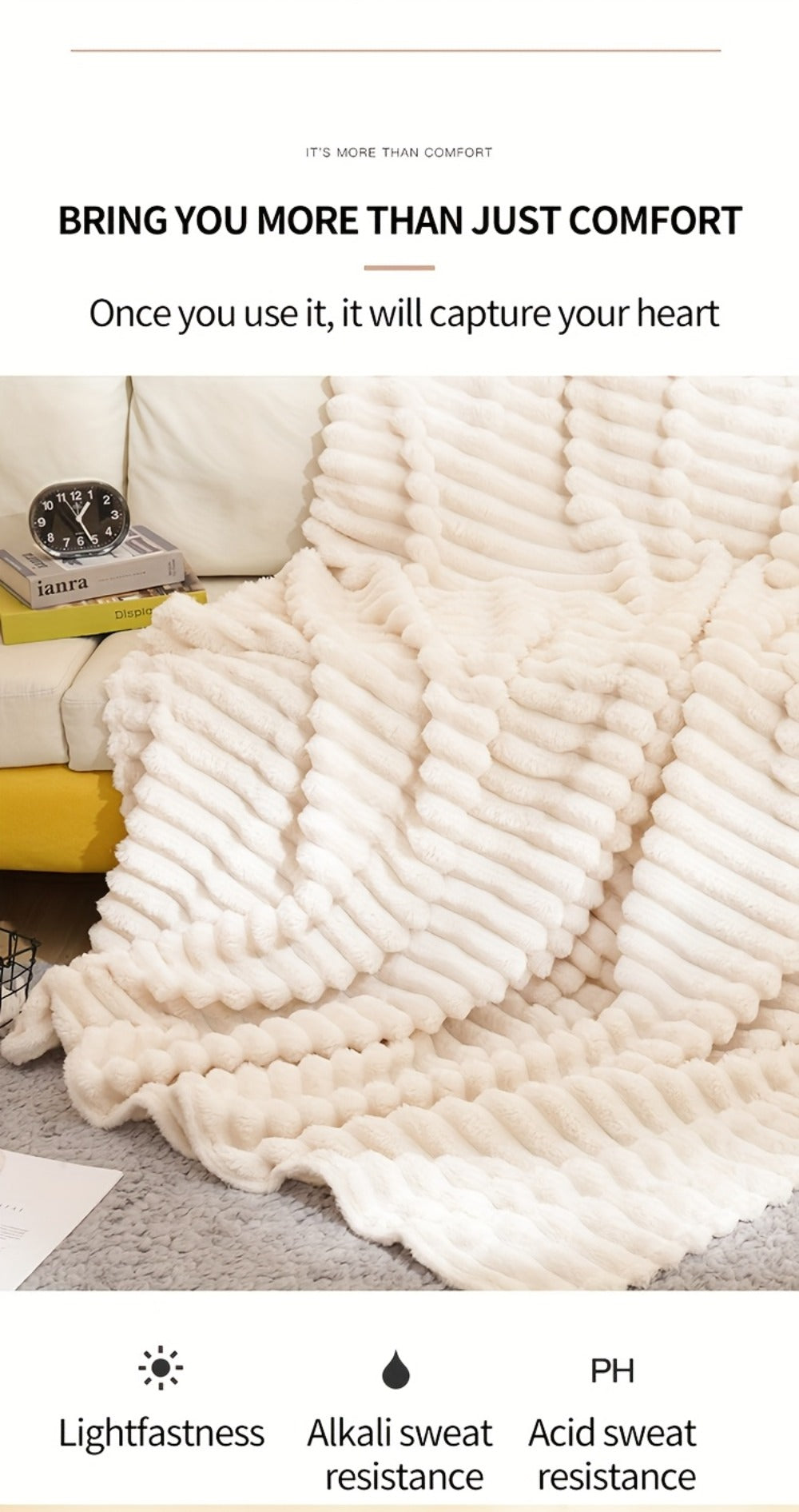 500gsm Heavy Plush Blanket – Ultra Thick Soft Warm Fluffy Blanket for Bed, Sofa & Travel, Baby to Double Size, 5 Colors