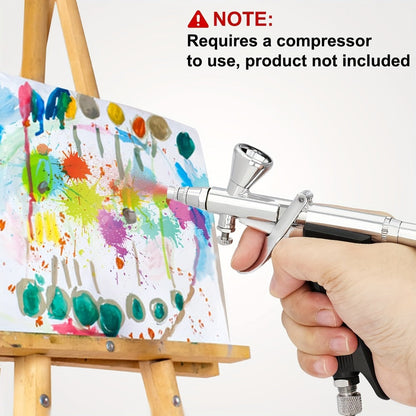 Double-Action Trigger Airbrush Kit with 0.3, 0.5 and 0.8 mm Nozzles, Three Cups and Pictured 6 ft Hose