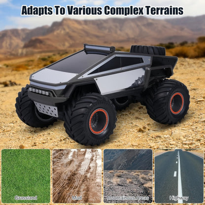 1:12 Scale RC Monster Truck 4WD All-Terrain – Remote Control Cybertruck & Pickup Truck with LED Lights & Sound Effects, 2.4GHz Rechargeable RC Car Gift for Boys Ages 6 7 8 9 10 Birthday Christmas
