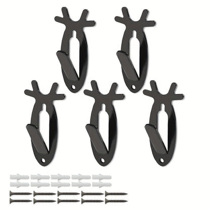 Five-Piece Deer-Head Wall Hook Set with Antler-Inspired Shape for Entryway or Bedroom Storage
