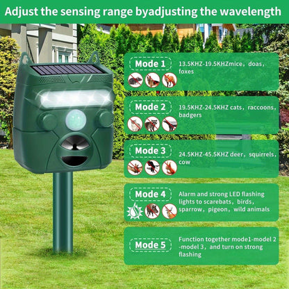 Solar Ultrasonic Animal Repeller | Garden Yard Outdoor Pest Deterrent