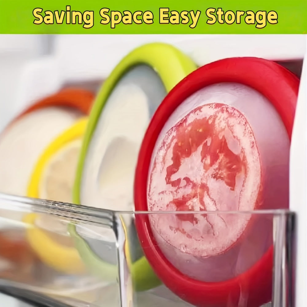 Food Storage Containers Six- or Eight-Piece Silicone Produce Saver Set for Refrigerator and Dishwasher Use
