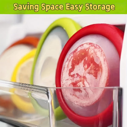 Food Storage Containers Six- or Eight-Piece Silicone Produce Saver Set for Refrigerator and Dishwasher Use